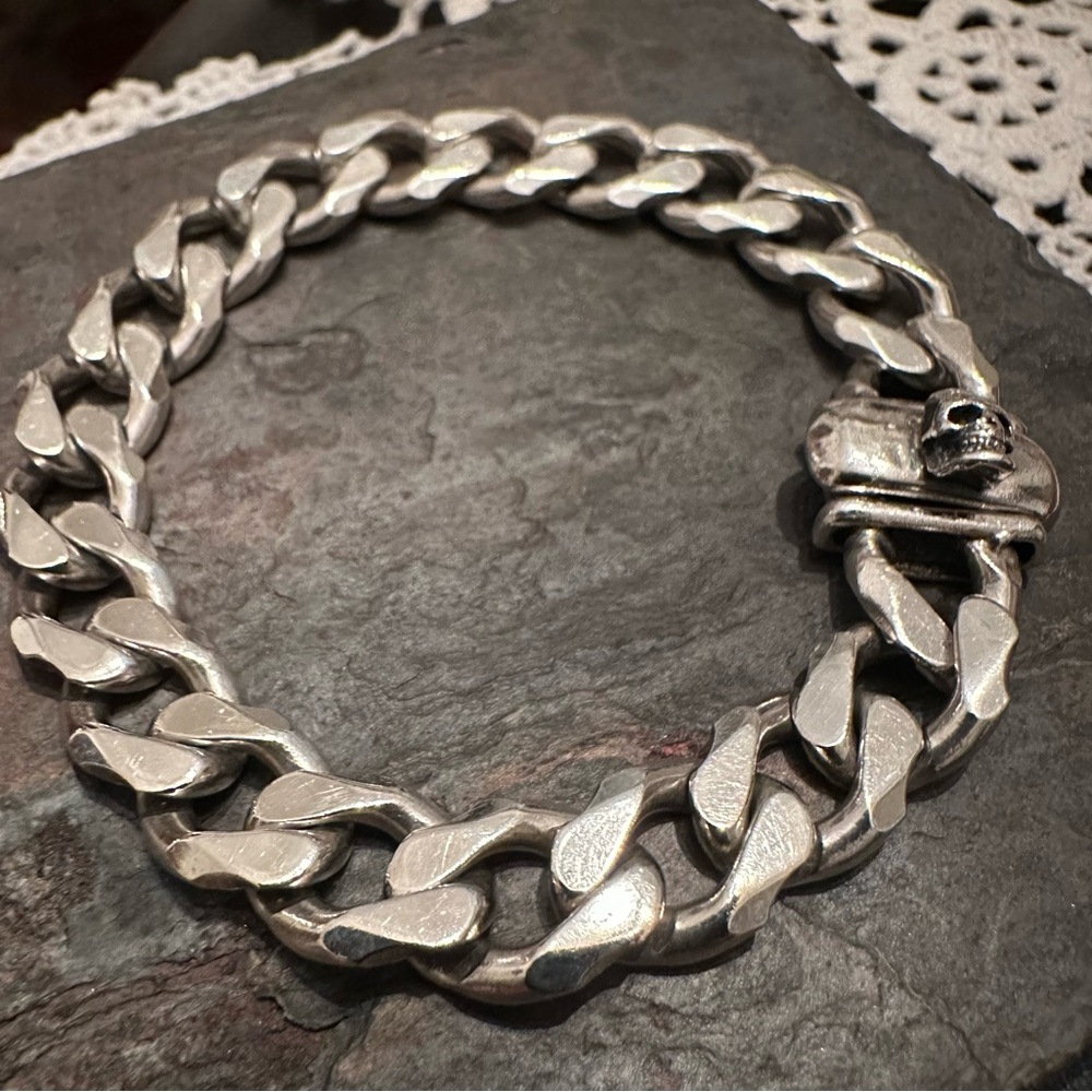 EMANUELE BICOCCHI Sterling Silver Skull Chain Bracelet - 44.50gram!